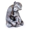 Antique Silver Monkey With Baby Figure