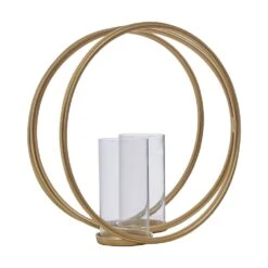 Aura Large Double Candle Holder Gold