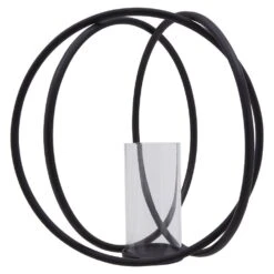 Aura Matt Black Large Candle Holder