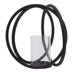Aura Matt Black Medium Candle Holder