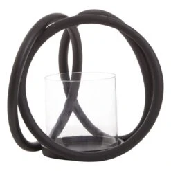 Aura Matt Black Small Candle Holder