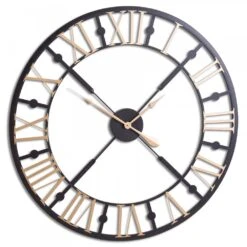 HI Black And Gold Skeleton Clock