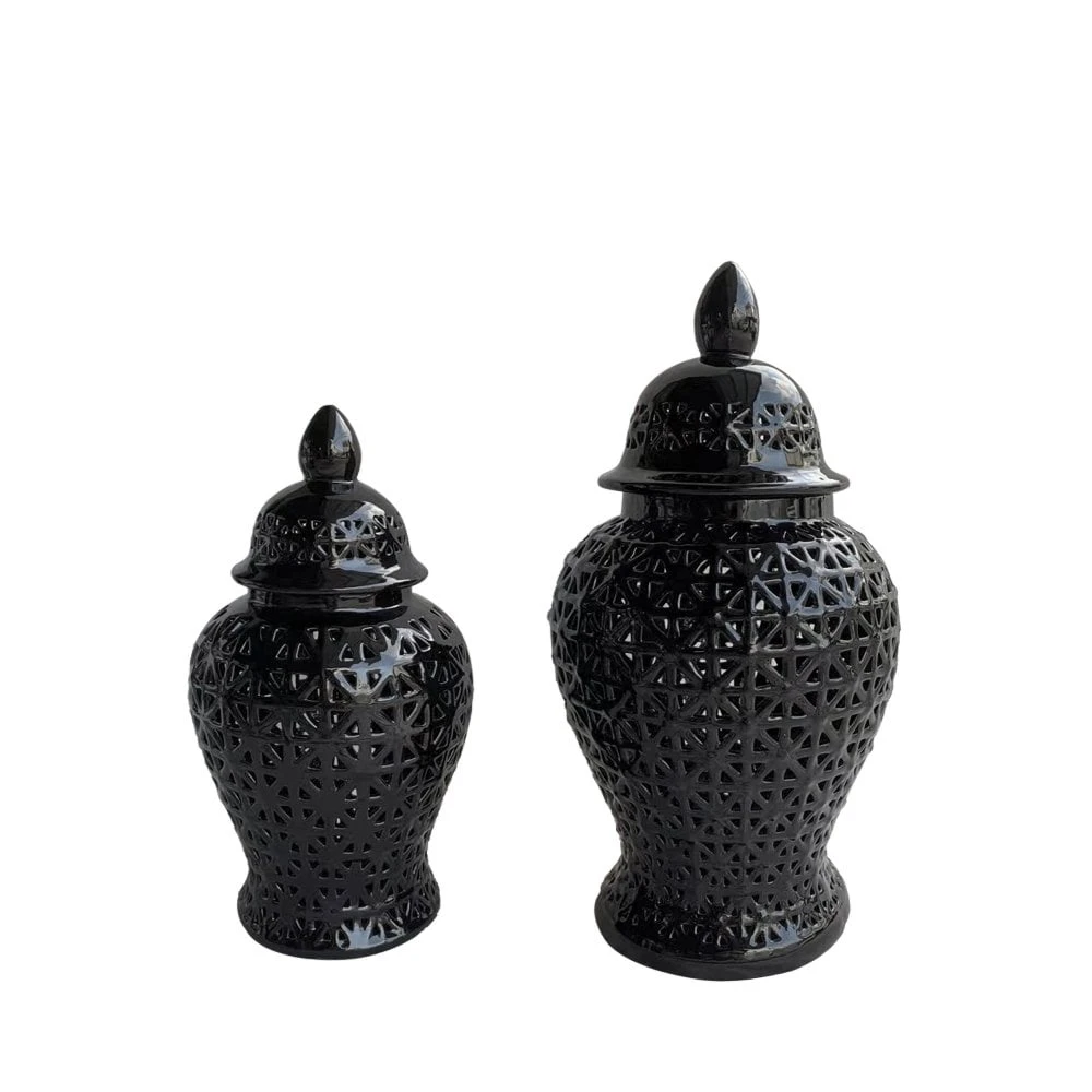 Black Cut-Out Ginger Jar - 46cm 4 Black Cut-Out Ginger Jar - 46cm - Image 2