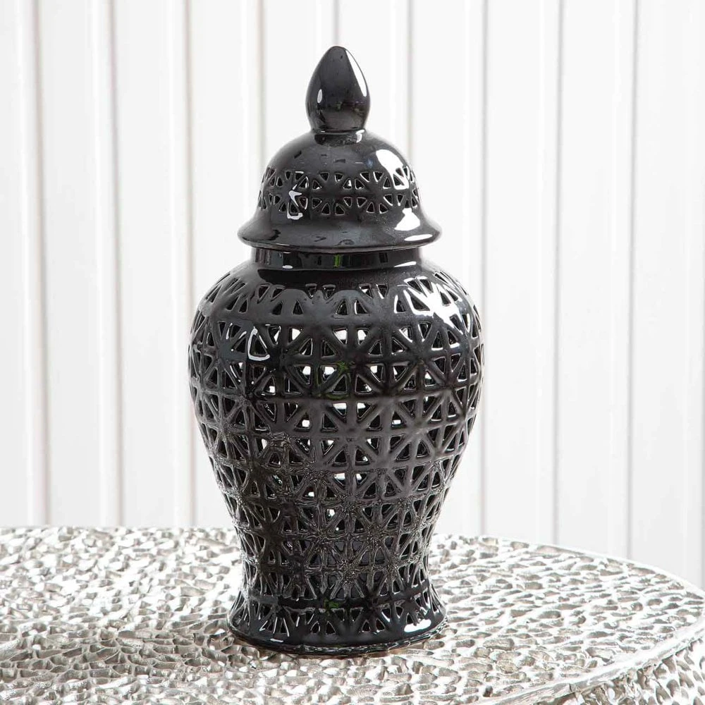 Black Cut-Out Ginger Jar - 46cm 6 Black Cut-Out Ginger Jar - 46cm - Image 4
