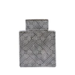 Black & White Linework Patterned Ginger Jar - Medium