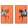 Bright Orange Equestrian Pictures - Set Of 2 2 Bright Orange Equestrian Pictures - Set Of 2 -Home Decor Store bright orange equestrian pictures set of 2 p9273 135635 image