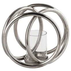 HI Farrah Silver Rings Pillar Candle Holder