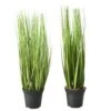 Faux Grass Plant In Pot - Set Of 2