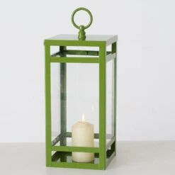 Green Metal Lanterns - Set Of 3 -Home Decor Store green metal lanterns set of 3 p7694 123994 image