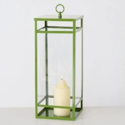 Green Metal Lanterns - Set Of 3 -Home Decor Store green metal lanterns set of 3 p7694 123995 image