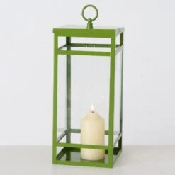 Green Metal Lanterns - Set Of 3 -Home Decor Store green metal lanterns set of 3 p7694 123996 image