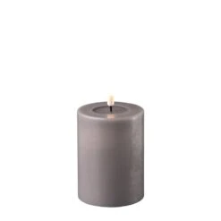 Grey LED Candle 7.5 X 10cm
