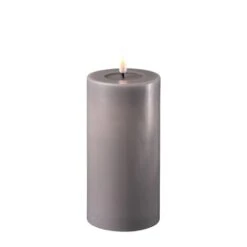 Grey LED Candle 7.5 X 15cm