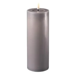 Grey LED Candle 7.5 X 20cm