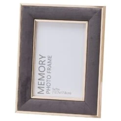HI Grey Velvet With Gold Photo Frame - 5" X 7"