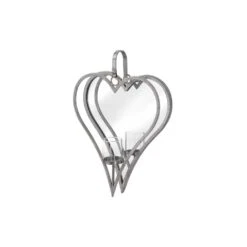 HI Large Antique Silver Heart Candle Holder