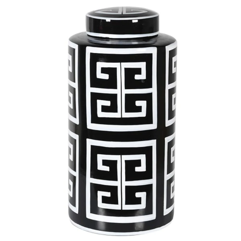 Large Aztec Printed Lidded Ginger Jar 3 Large Aztec Printed Lidded Ginger Jar