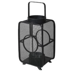 Large Black Bamboo Geometric Lantern