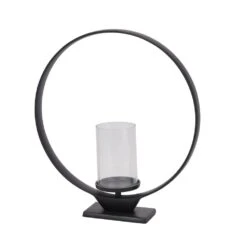 HI Large Black Hoop Hurricane Lantern