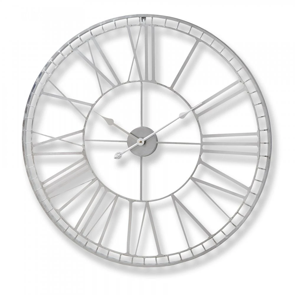 HI Large Nickel Skeleton Wall Clock 3 HI Large Nickel Skeleton Wall Clock