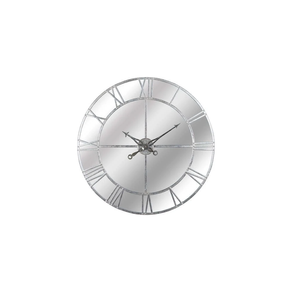 HI Large Silver Foil Mirror Wall Clock 3 HI Large Silver Foil Mirror Wall Clock