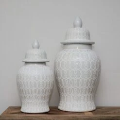 Large White Patterned Ginger Jar -Home Decor Store large white patterned ginger jar p2686 108705 image