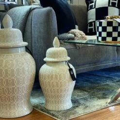 Large White Patterned Ginger Jar -Home Decor Store large white patterned ginger jar p2686 82672 image