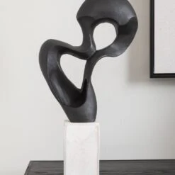 Mirano Black Knot Sculpture On White Marble Base -Home Decor Store mirano black knot sculpture on white marble base p7497 123778 image