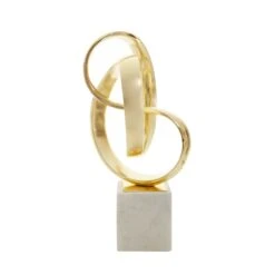 Mirano Gold Knot Sculpture On White Marble Base