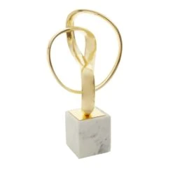 Mirano Gold Knot Sculpture On White Marble Base -Home Decor Store mirano gold knot sculpture on white marble base p7498 123785 image