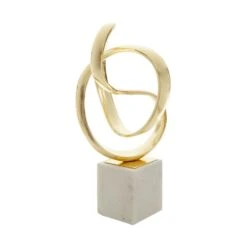 Mirano Gold Knot Sculpture On White Marble Base -Home Decor Store mirano gold knot sculpture on white marble base p7498 123786 image