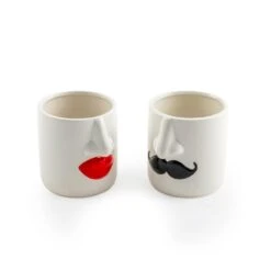 Mr & Mrs White Ceramic Pots - Set Of 2