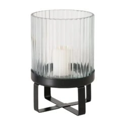 Ribbed Glass Candle Holders - Set Of 2 -Home Decor Store ribbed glass candle holders set of 2 p8816 134235 image