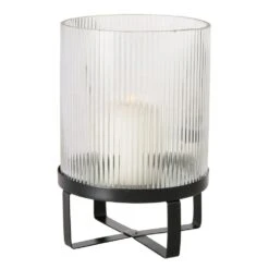 Ribbed Glass Candle Holders - Set Of 2 -Home Decor Store ribbed glass candle holders set of 2 p8816 134236 image