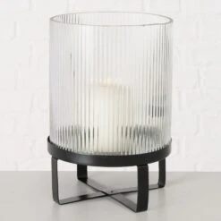Ribbed Glass Candle Holders - Set Of 2 -Home Decor Store ribbed glass candle holders set of 2 p8816 134239 image