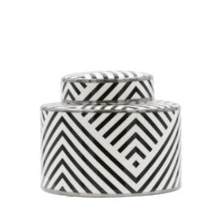 Round Black & White Patterned Ginger Jar - Small