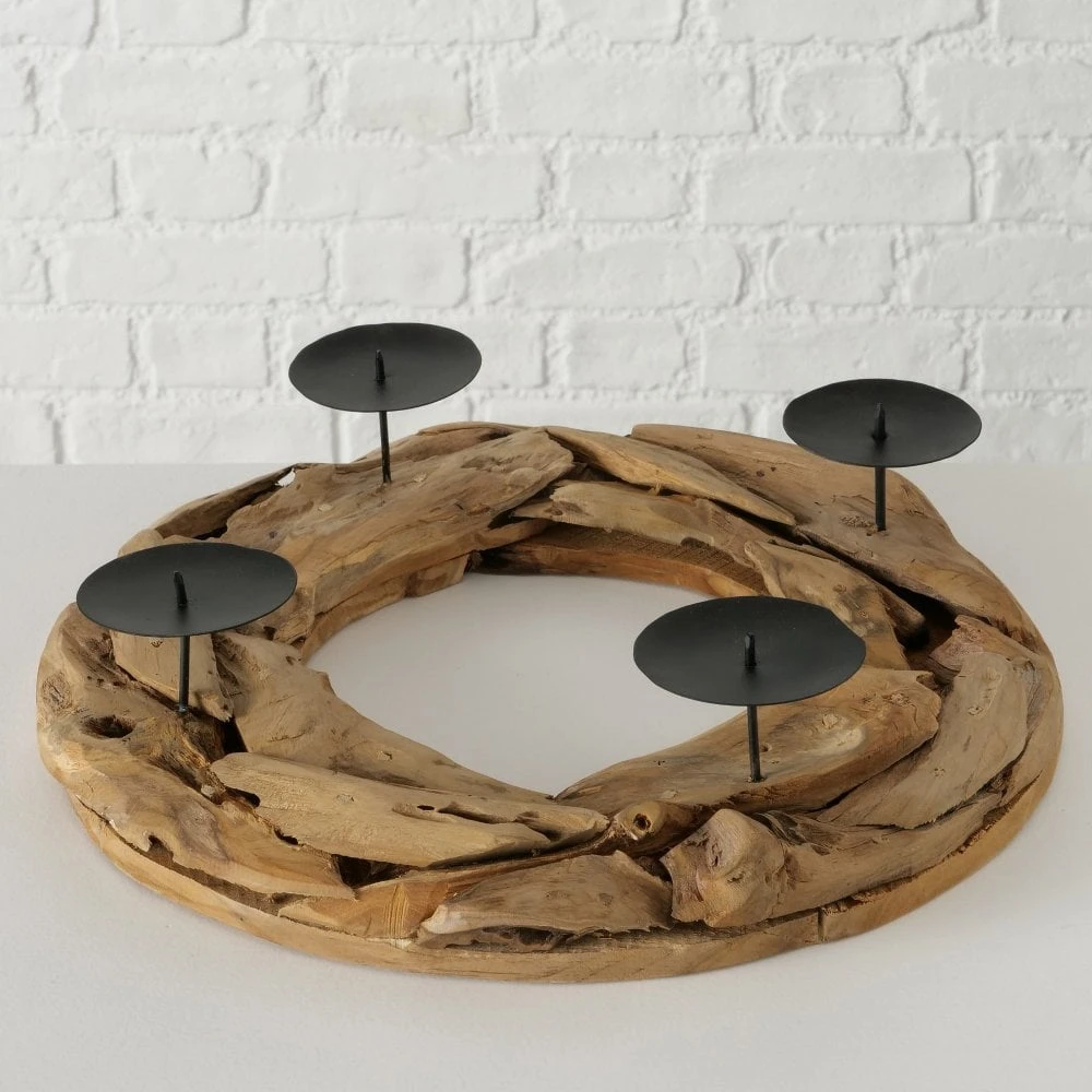 Round Natural Wood Candle Holder 4 Round Natural Wood Candle Holder - Image 2