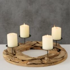 Round Natural Wood Candle Holder 10 Round Natural Wood Candle Holder -Home Decor Store round natural wood candle holder p5452 110072 image