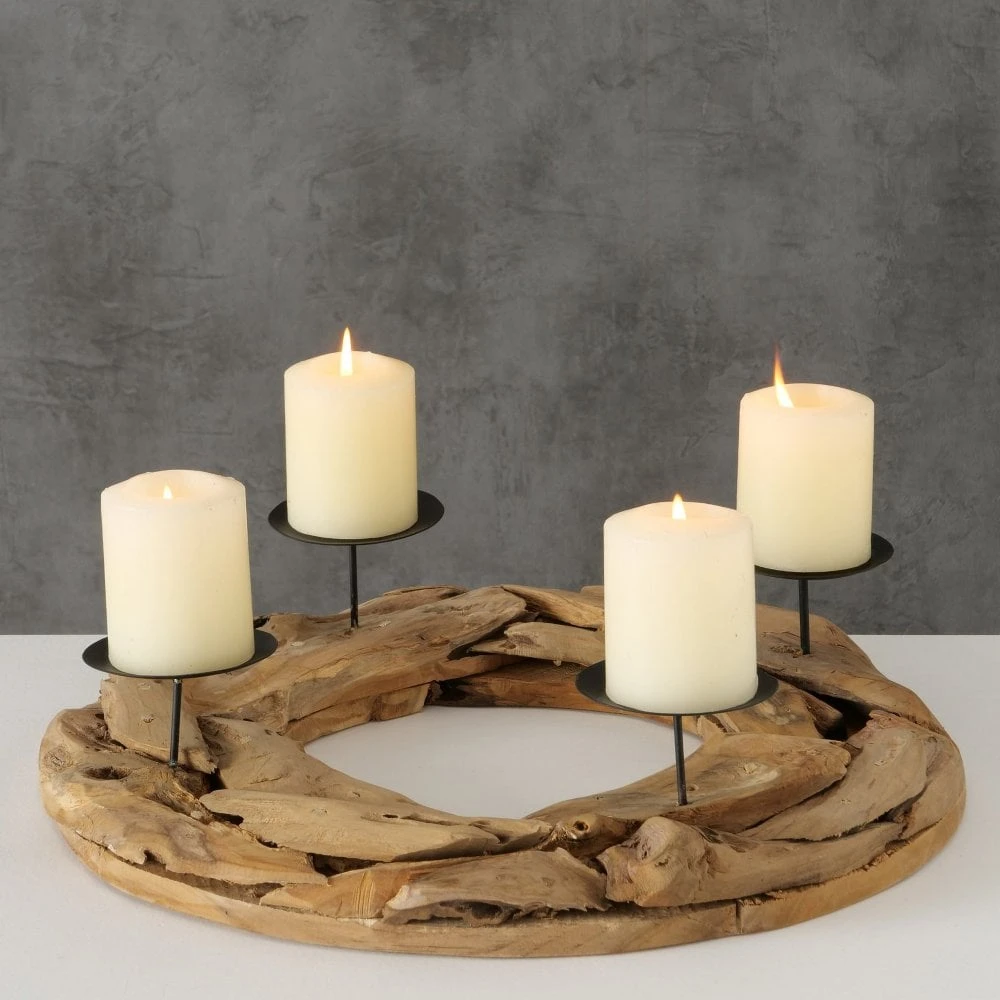 Round Natural Wood Candle Holder 5 Round Natural Wood Candle Holder - Image 3
