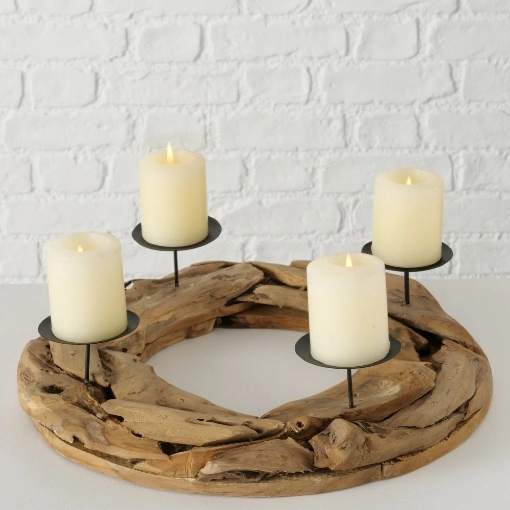 Round Natural Wood Candle Holder 6 Round Natural Wood Candle Holder - Image 4