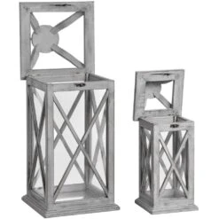 HI Set Of Two Grey Cross Section Lanterns 7 HI Set Of Two Grey Cross Section Lanterns -Home Decor Store set of two grey cross section lanterns p3560 85127 image