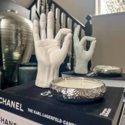 Silver Hammered Effect 3 Wick Candle -Home Decor Store silver hammered effect 3 wick candle p7839 131123 image