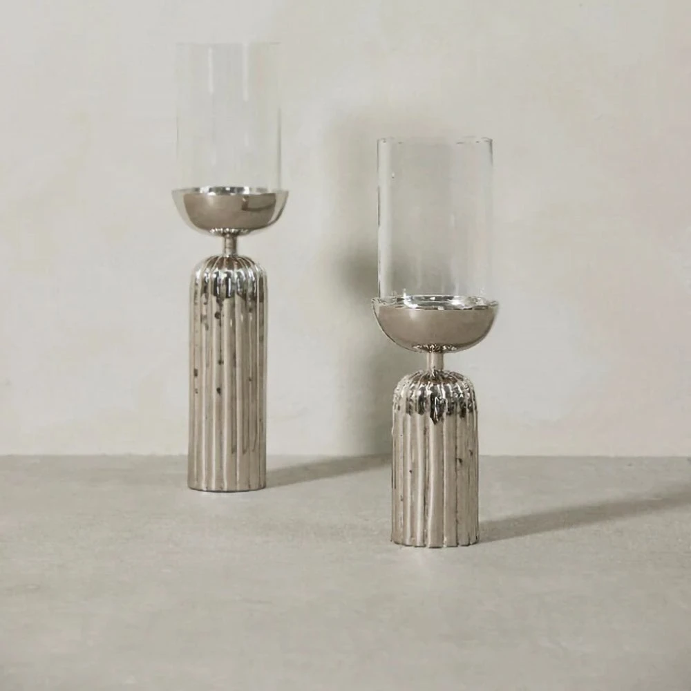 Silver Sandia Hurricane Lantern - Small 4 Silver Sandia Hurricane Lantern - Small - Image 2