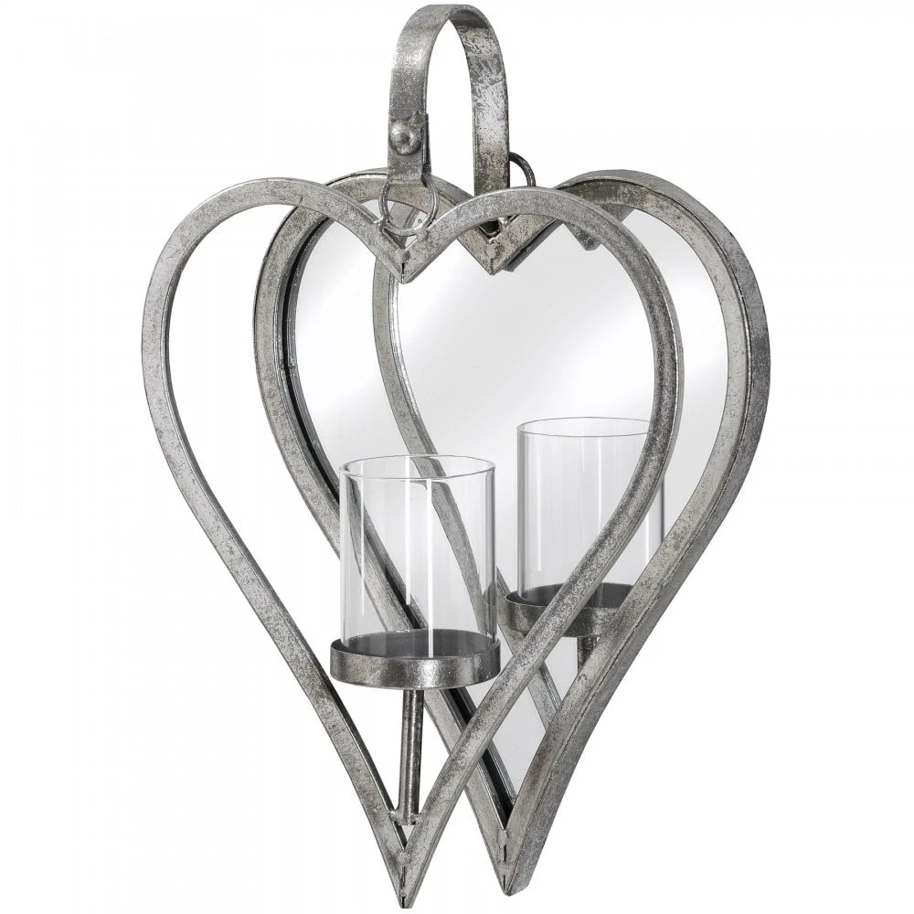 HI Small Antique Silver Heart Candle Holder 3 HI Small Antique Silver Heart Candle Holder
