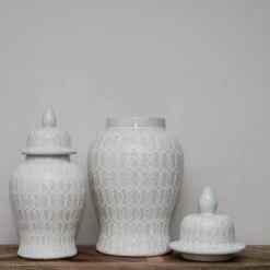 Small White Patterned Ginger Jar -Home Decor Store small white patterned ginger jar p2687 108707 image
