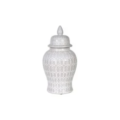 Small White Patterned Ginger Jar