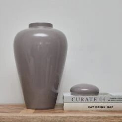 Taupe Ceramic Jar -Home Decor Store taupe ceramic jar p3597 106864 image