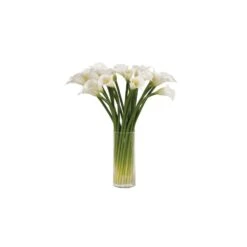 White Calla Lillies In Glass Vase