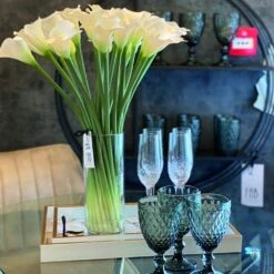 White Calla Lillies In Glass Vase -Home Decor Store white calla lillies in glass vase p267 82681 image