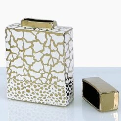 White & Gold Giraffe Spot Ginger Jar - Large -Home Decor Store white gold giraffe spot ginger jar large p5511 110106 image